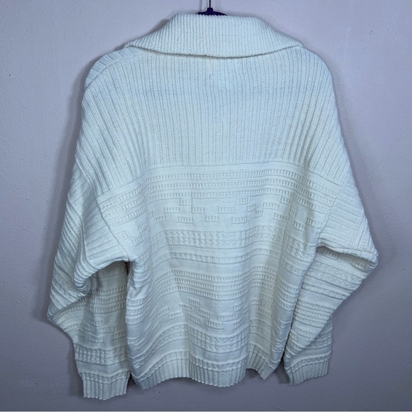 VINTAGE LONDON TOWNE LARGE IVORY WHITE CARDIGAN SWEATER RETRO ROCKABILLY - Picture 10 of 10